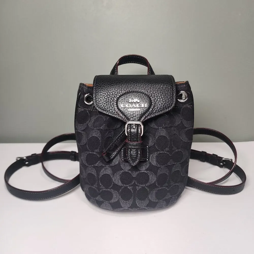 NWT Coach CP106 Amelia Convertible Backpack In Signature Denim Black